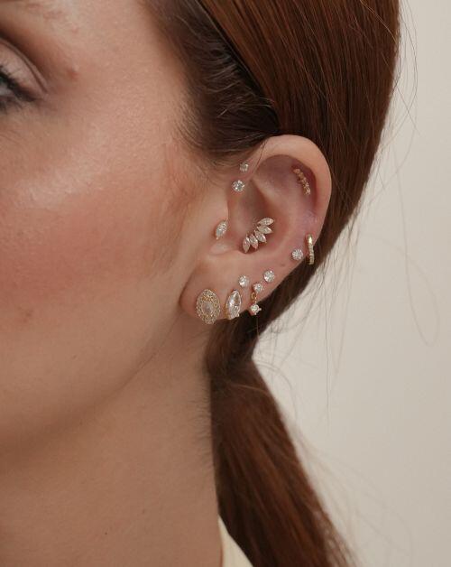 Piercing de Prata Argola 7mm Moissanite 0.005ct