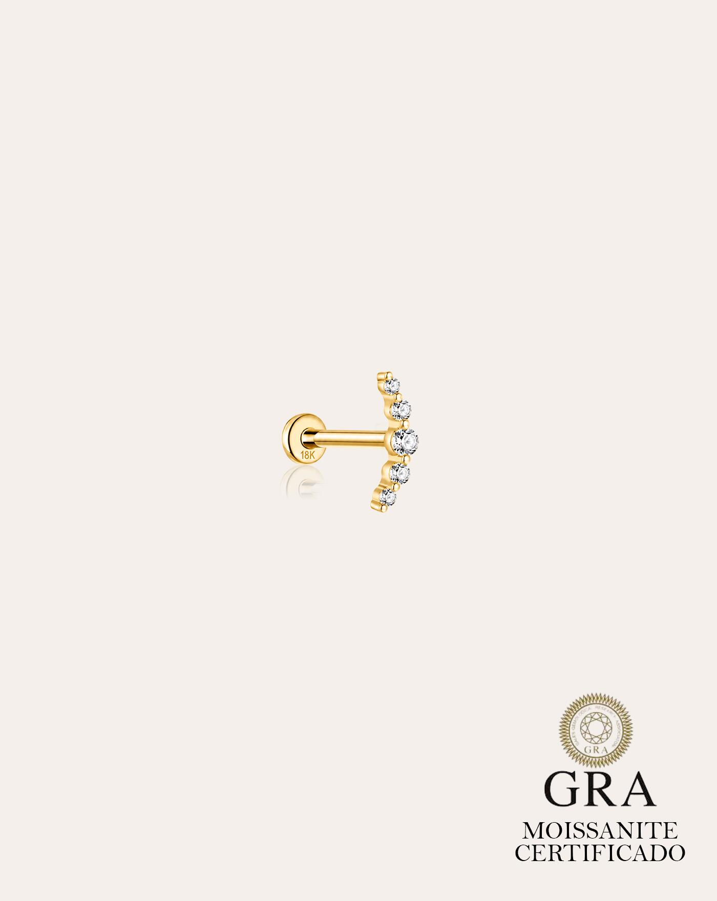 Piercing de Prata Curvado Moissanite 0.016ct