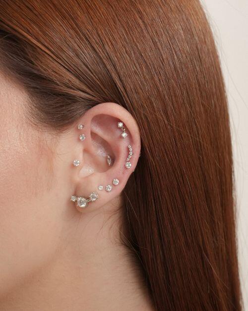 Piercing de Prata Curvado Moissanite 0.016ct