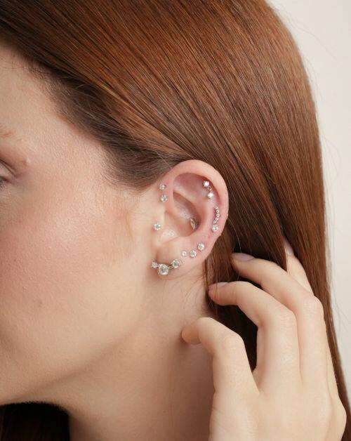 Piercing de Prata Curvado Moissanite 0.016ct