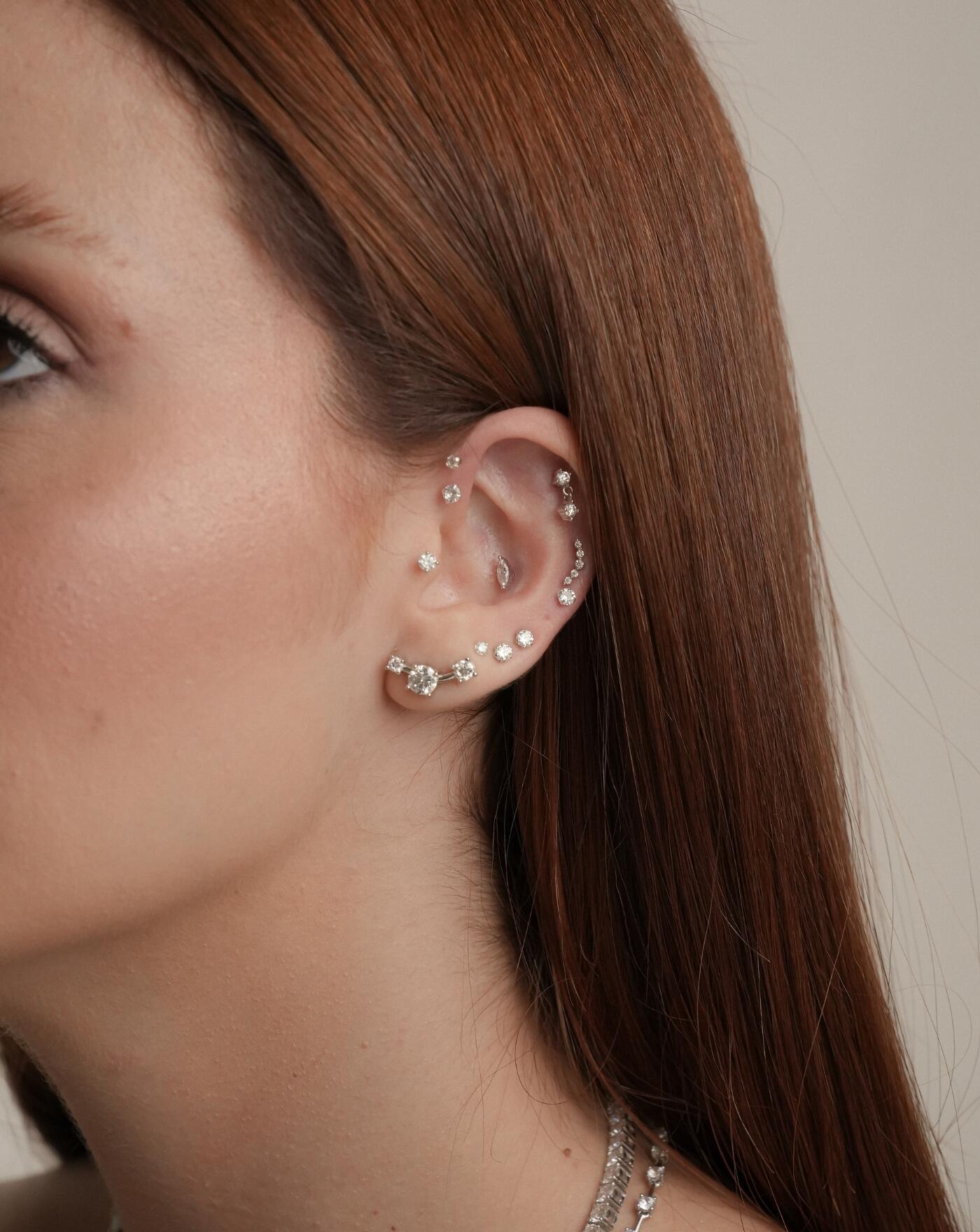 Piercing de Prata Curvado Moissanite 0.016ct
