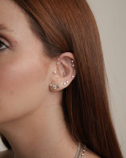Piercing de Prata Curvado Moissanite 0.016ct