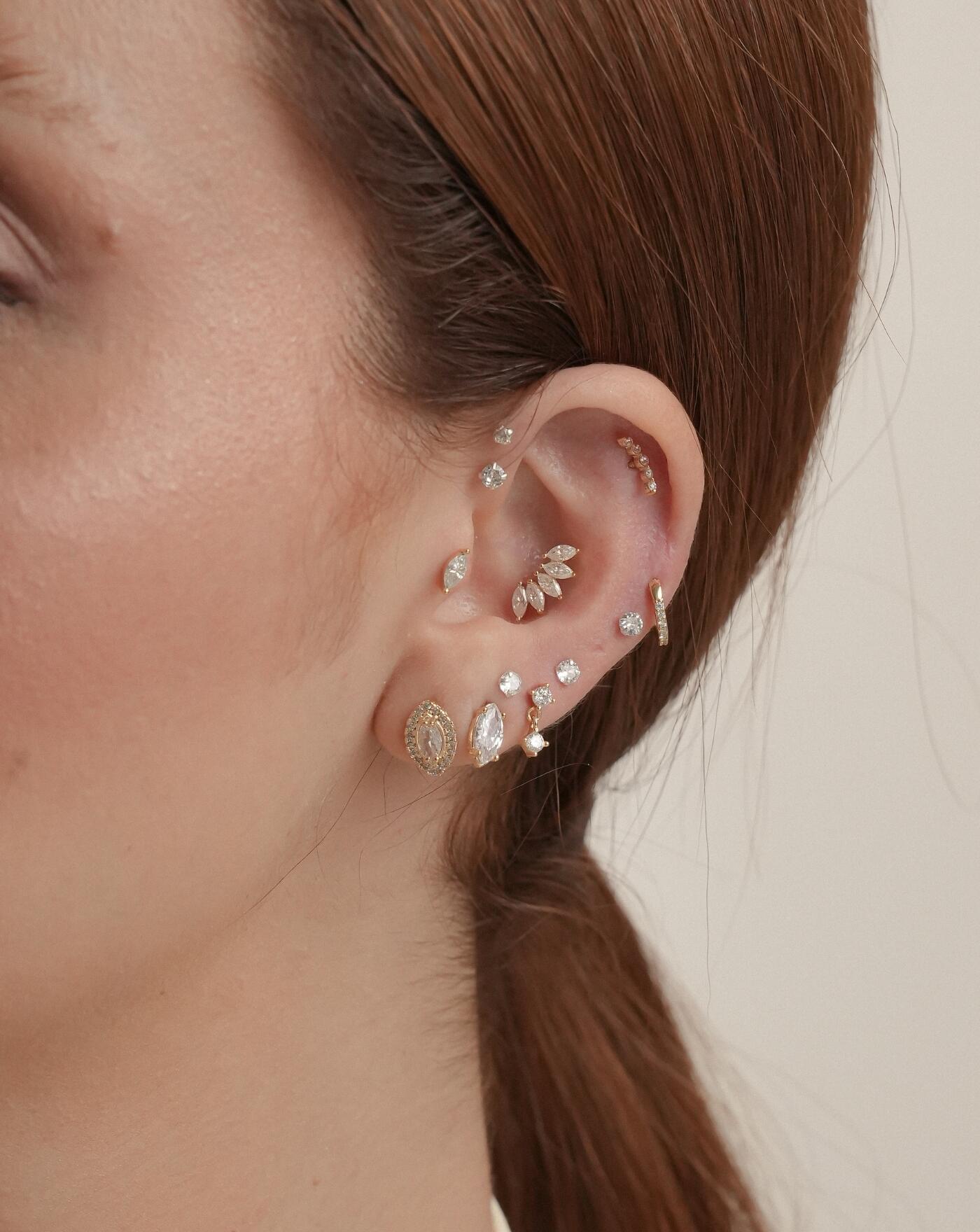 Piercing de Prata Curvado Moissanite 0.016ct