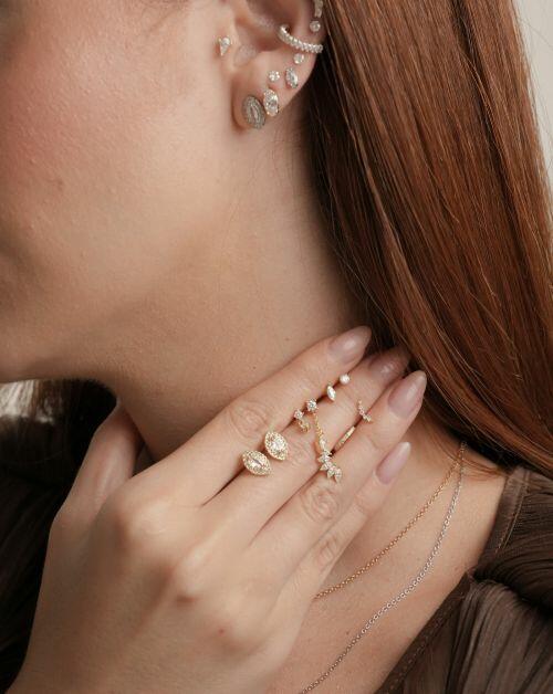 Piercing de Prata Curvado Moissanite 0.016ct