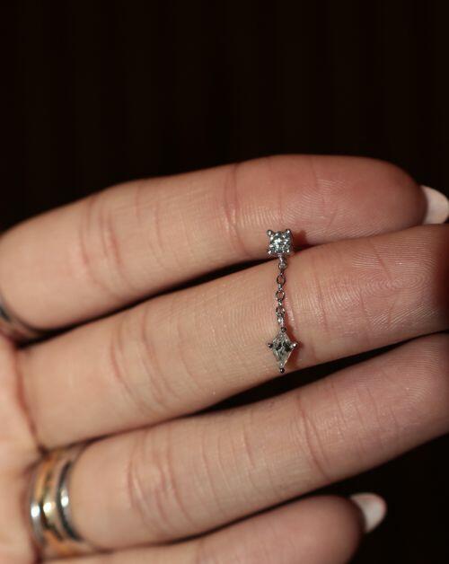 Piercing de Prata Pendente Kite Moissanite 0.3ct