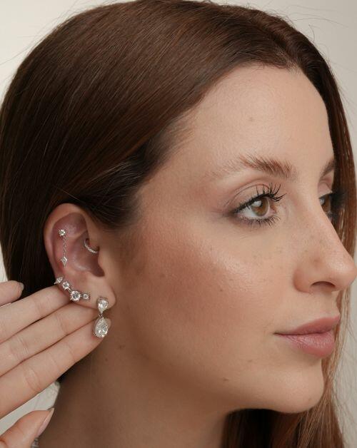 Piercing de Prata Pendente Kite Moissanite 0.3ct