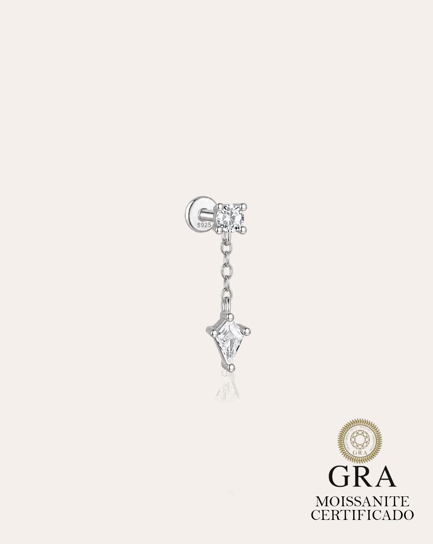 Piercing de Prata Pendente Kite Moissanite 0.3ct