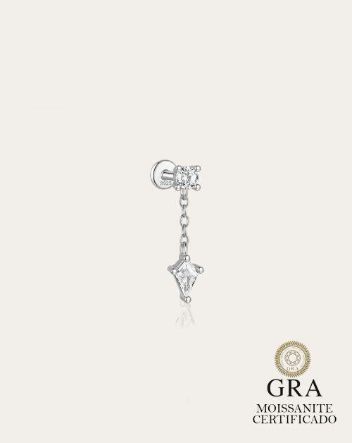 Piercing de Prata Pendente Kite Moissanite 0.3ct