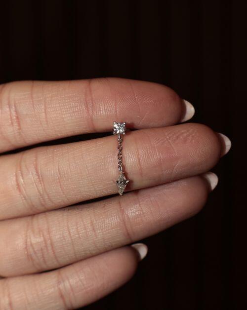 Piercing de Prata Pendente Kite Moissanite 0.3ct