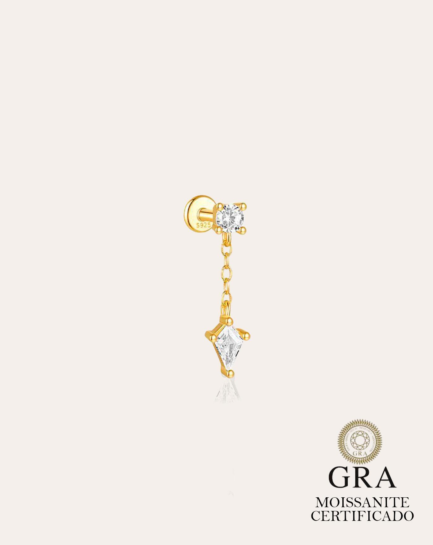 Piercing de Prata Pendente Kite Moissanite 0.3ct