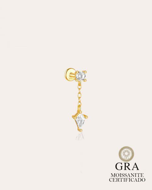 Piercing de Prata Pendente Kite Moissanite 0.3ct