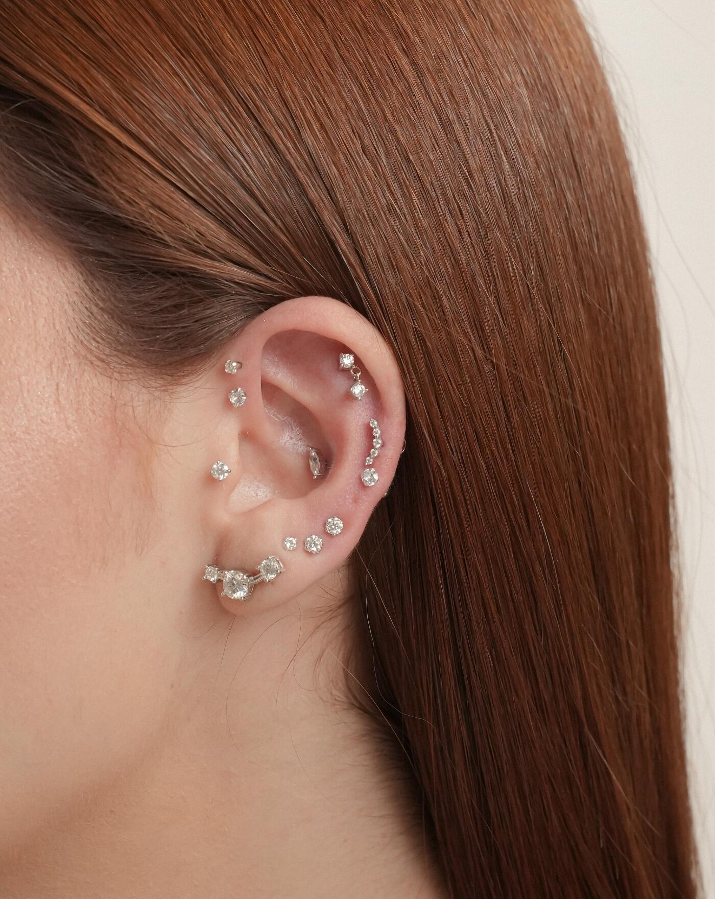Piercing de Prata Pendente Brilhante Moissanite 0.063ct