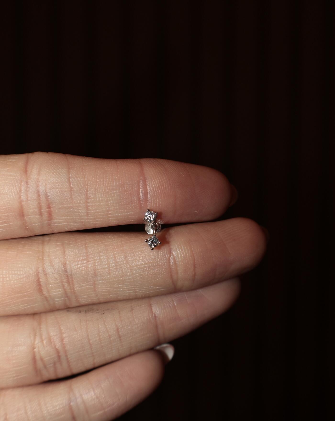 Piercing de Prata Pendente Brilhante Moissanite 0.063ct