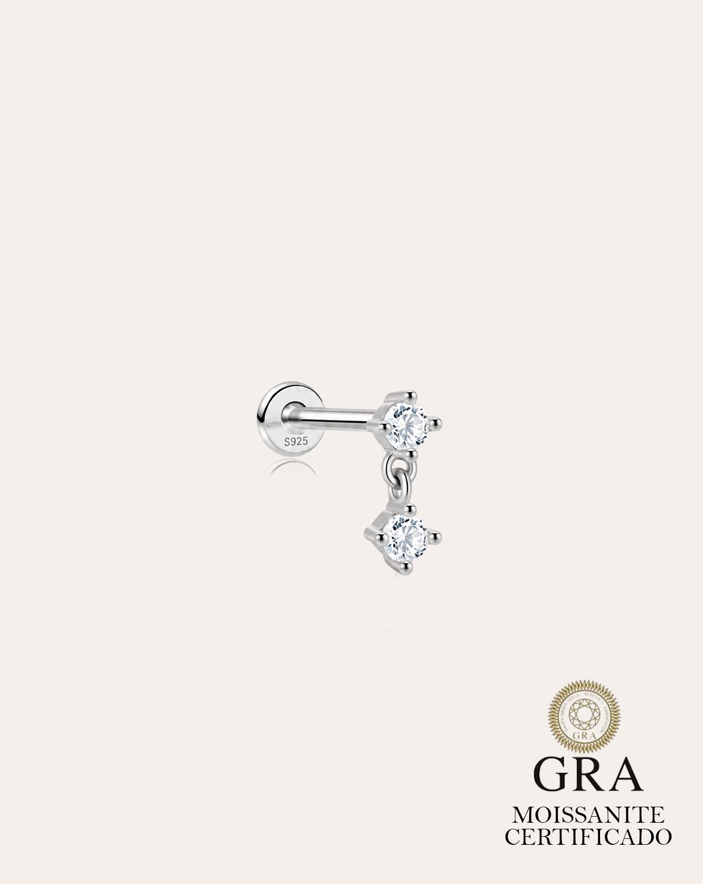 Piercing de Prata Pendente Brilhante Moissanite 0.063ct