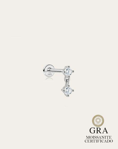 Piercing de Prata Pendente Brilhante Moissanite 0.063ct