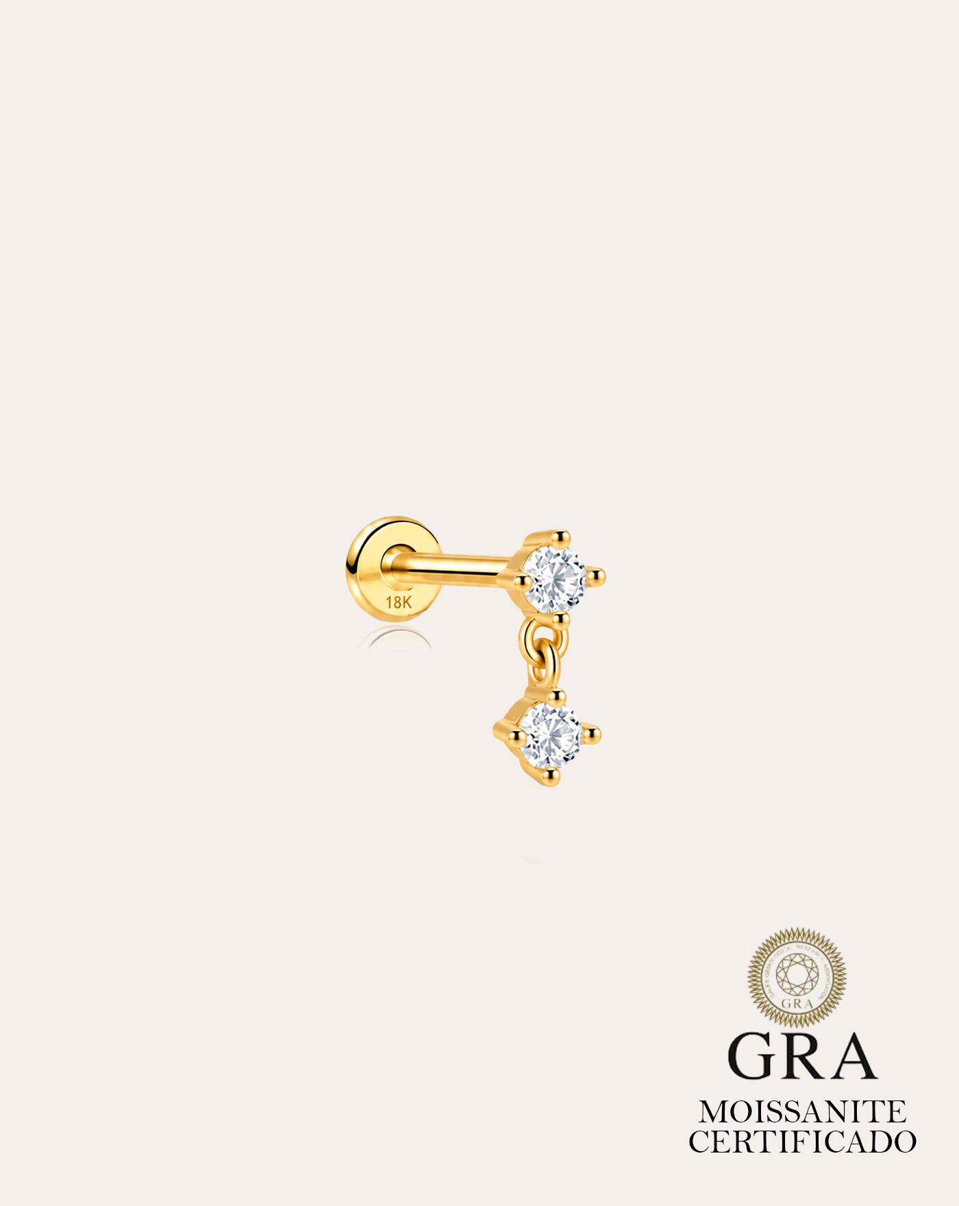 Piercing de Prata Pendente Brilhante Moissanite 0.063ct