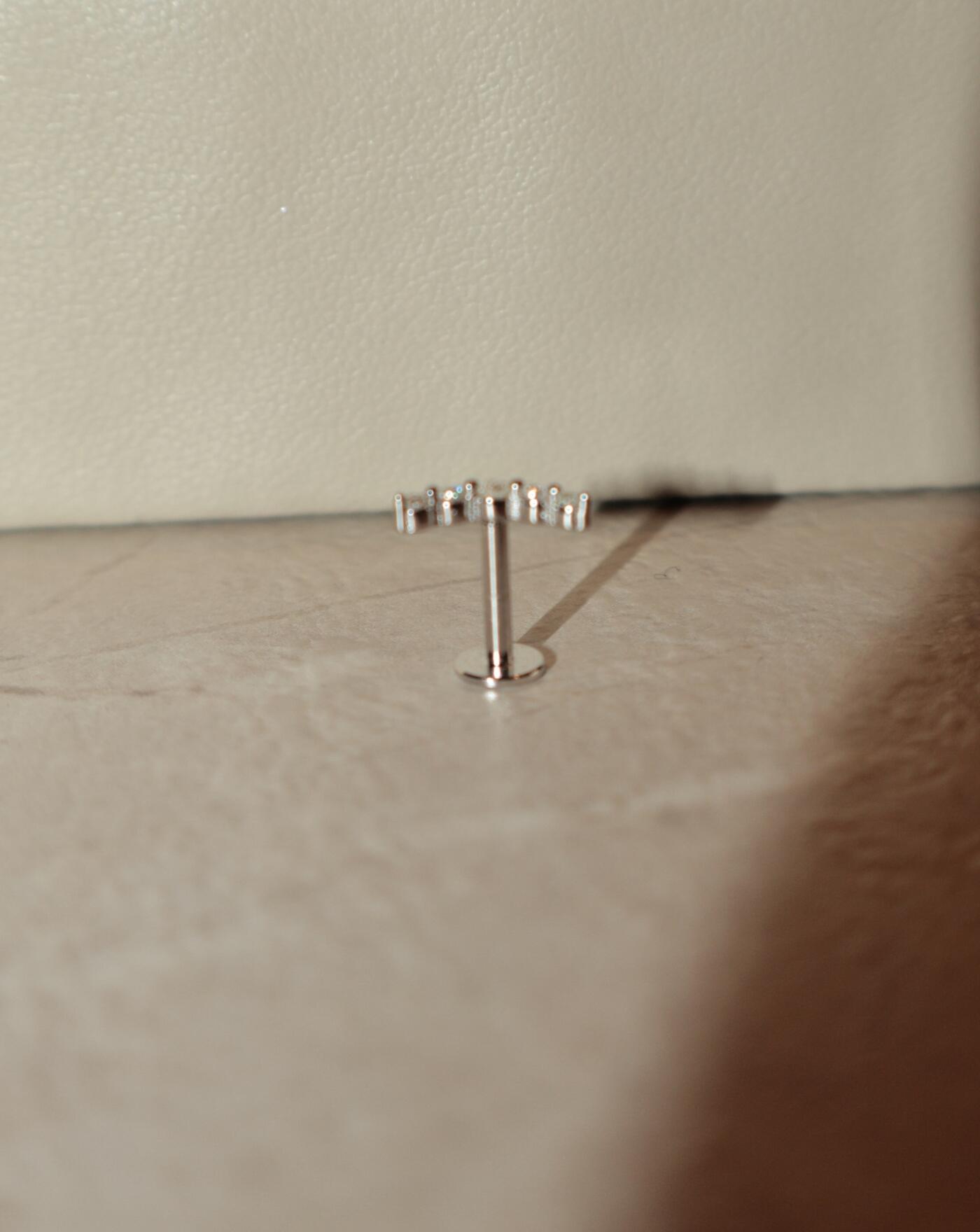 Piercing de Prata Navetes Moissanite 0.1ct