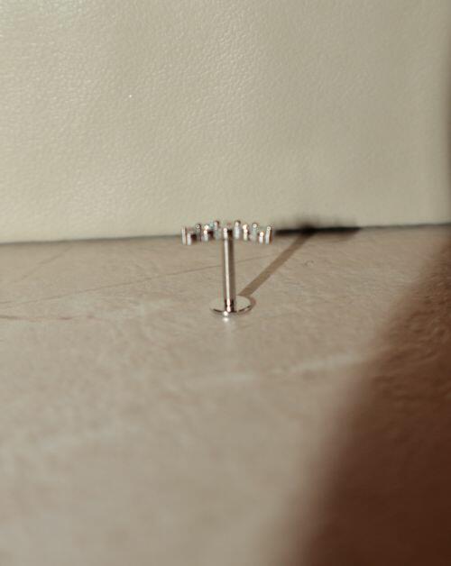 Piercing de Prata Navetes Moissanite 0.1ct