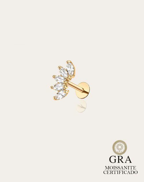 Piercing de Prata Navetes Moissanite 0.1ct