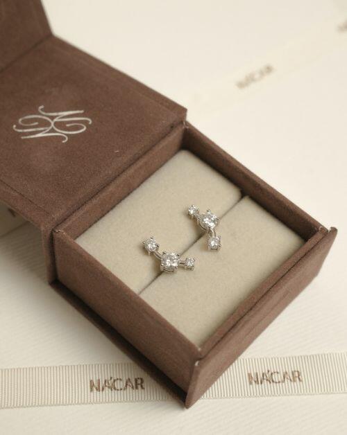 Brinco de Prata Brilhante Fio Faca Moissanite 0.5ct
