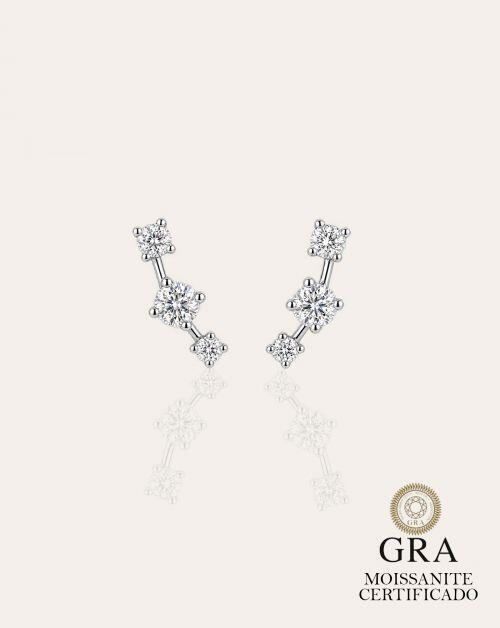 Brinco de Prata Brilhante Fio Faca Moissanite 0.5ct