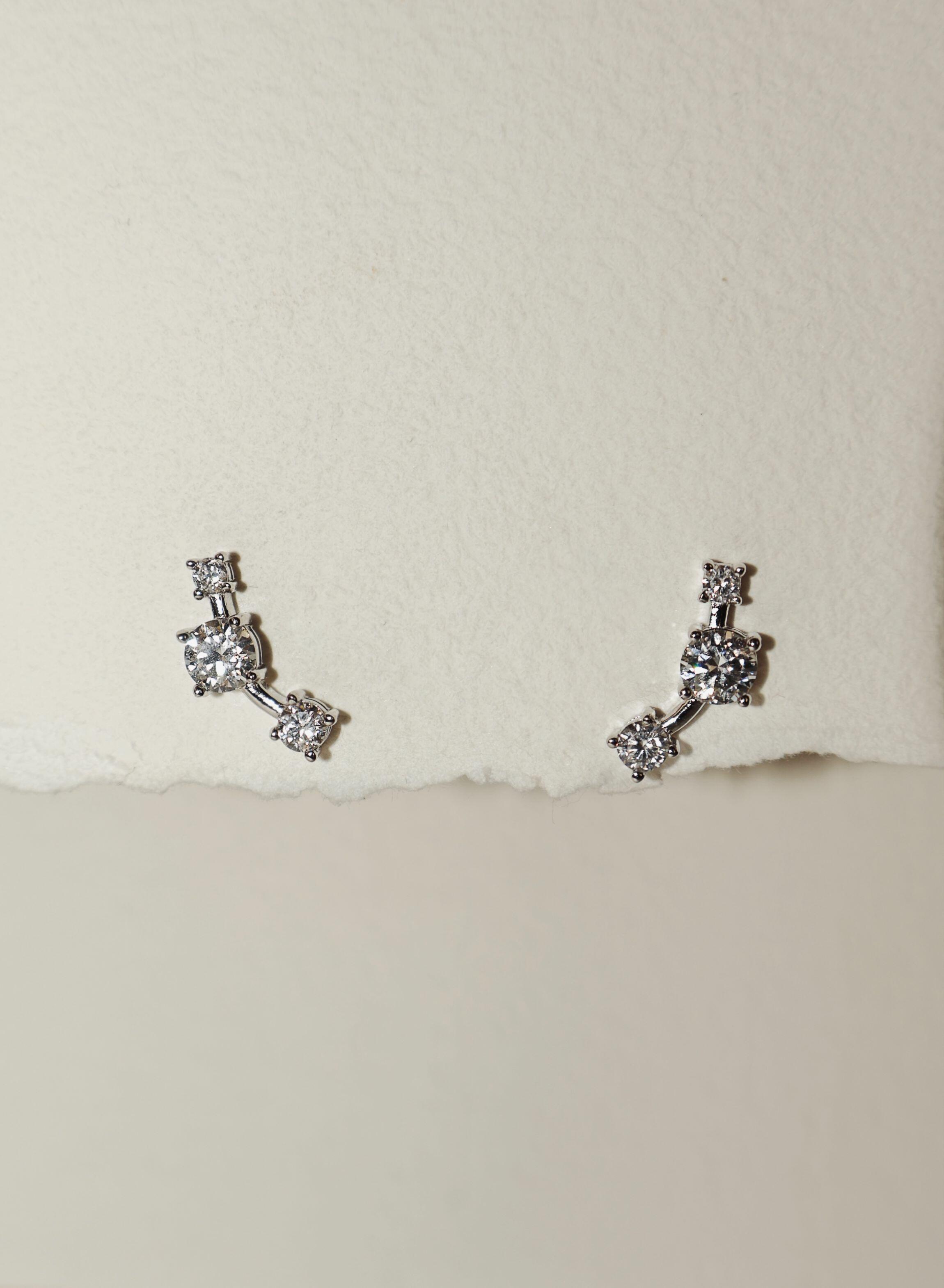 Brinco de Prata Brilhante Fio Faca Moissanite 0.5ct