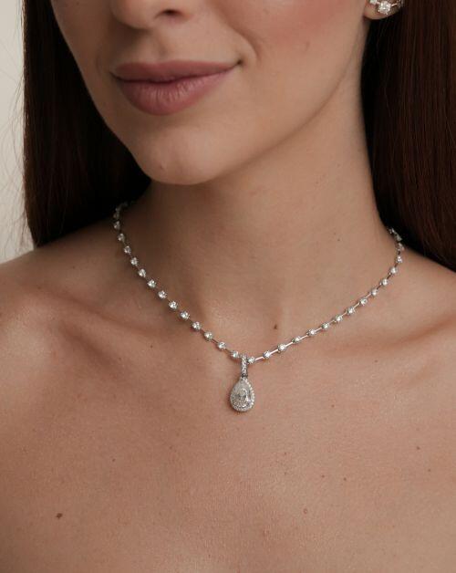 Pingente de Prata Gota Luxo Moissanite 4ct