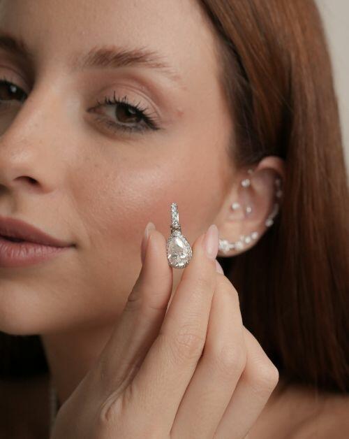 Pingente de Prata Gota Luxo Moissanite 4ct