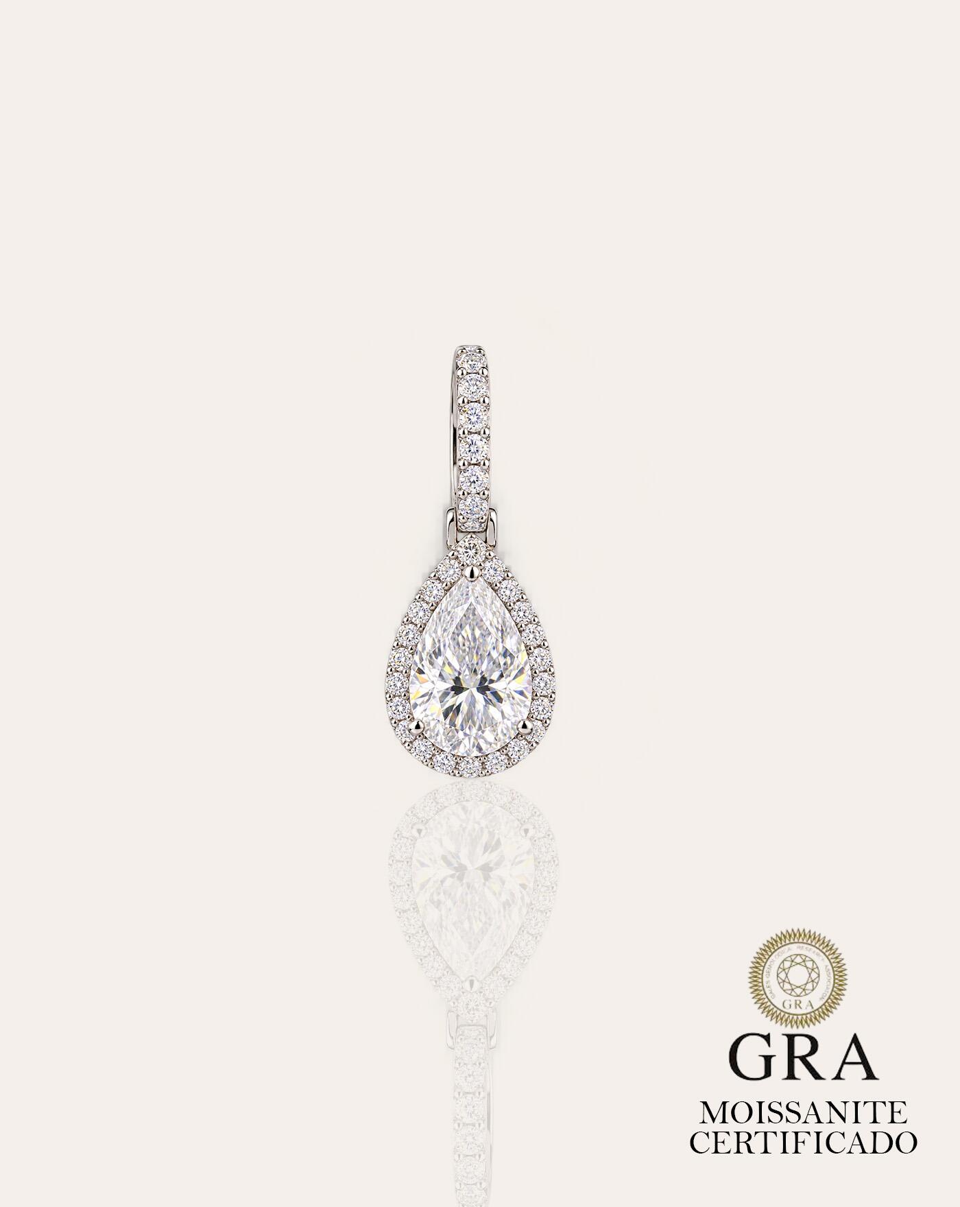 Pingente de Prata Gota Luxo Moissanite 4ct