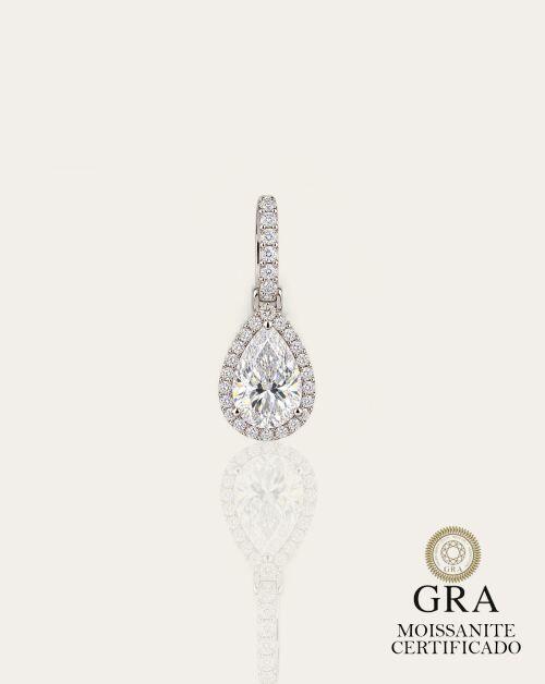 Pingente de Prata Gota Luxo Moissanite 4ct