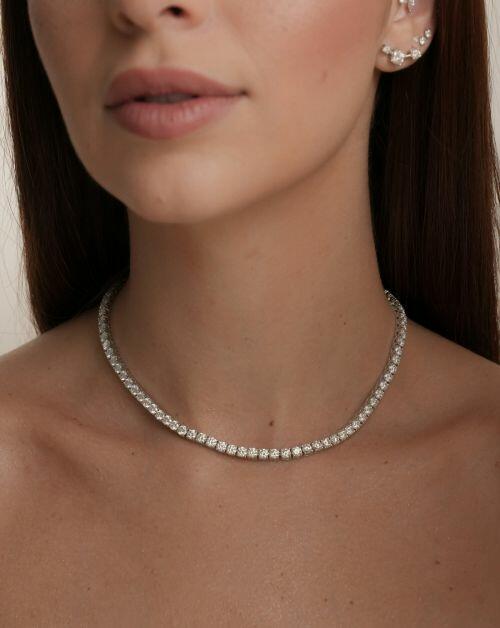 Colar de Prata Riviera Classic Luxo Moissanite 0.3ct