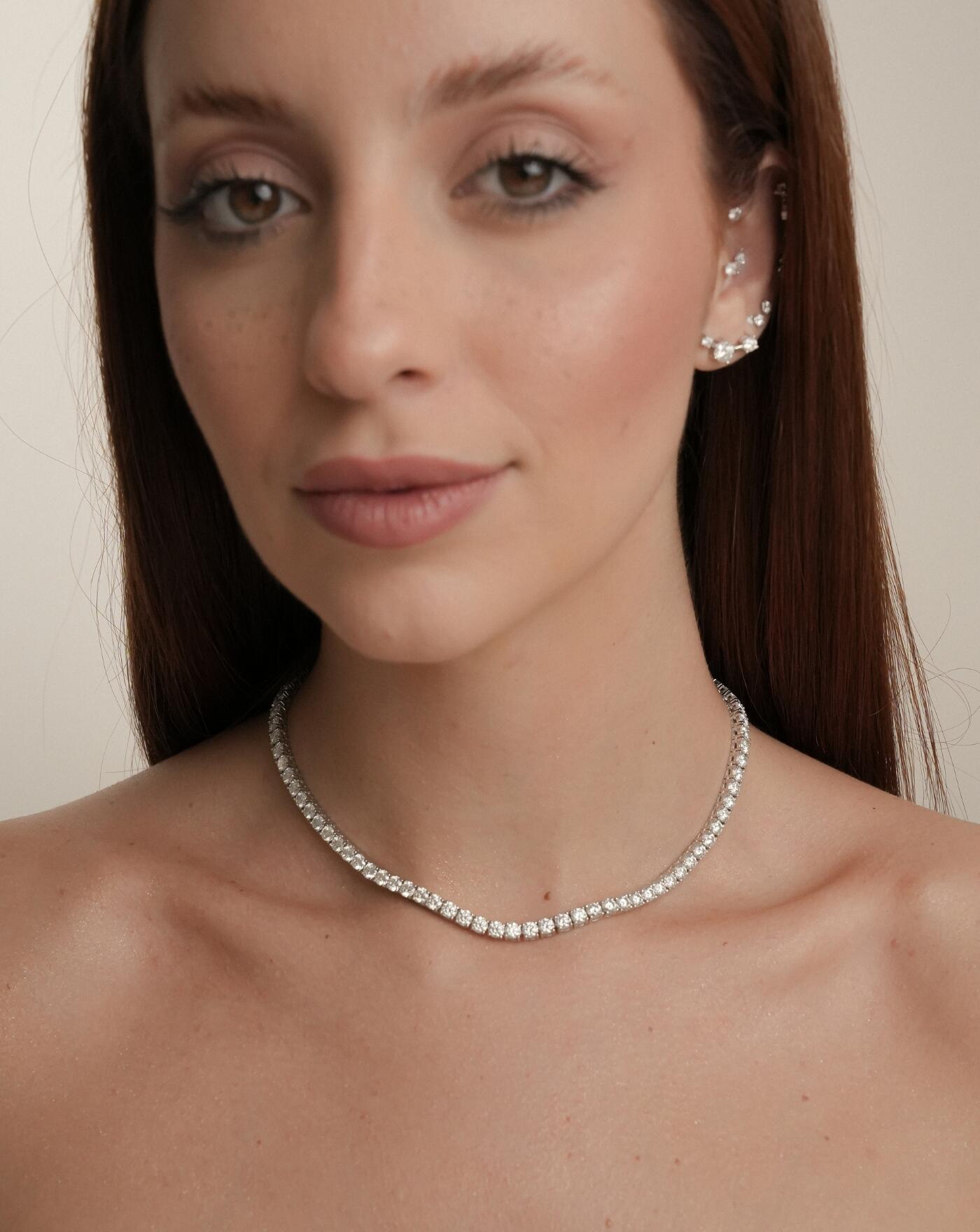 Colar de Prata Riviera Classic Luxo Moissanite 0.3ct