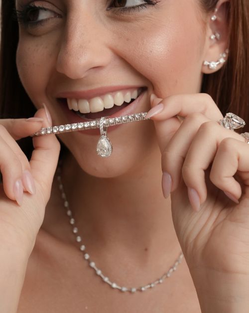 Conjunto de Prata Riviera Classic Luxo Moissanite
