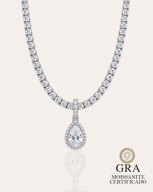 Conjunto de Prata Riviera Classic Luxo Moissanite