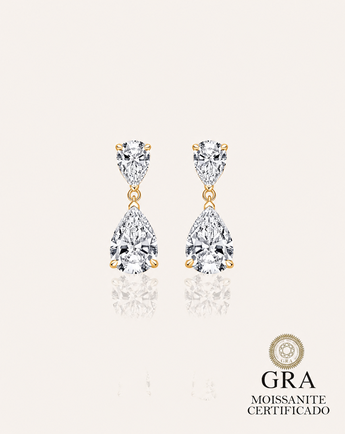 Brinco de Prata Gota Pendente Grace Moissanite 4ct