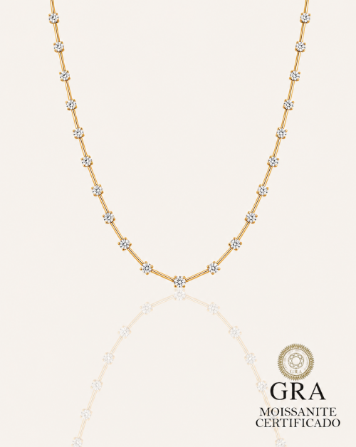 Colar de Prata Chocker Riviera Fio Faca Moissanite