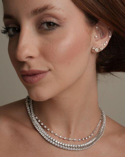 Colar de Prata Chocker Riviera Fio Faca Moissanite