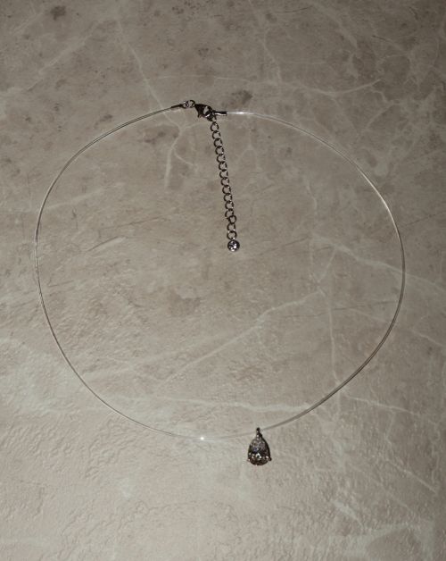 Colar de Prata Ponto de Luz Invisível Nylon Gota Moissanite