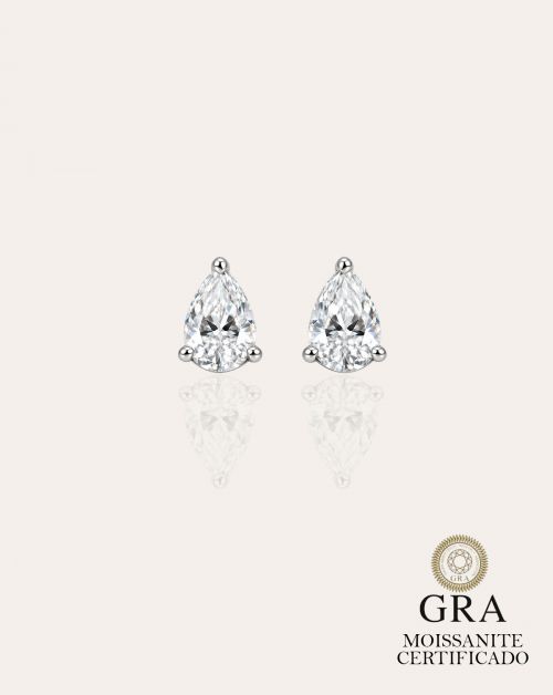Brinco de Prata Solit�rio Gota Moissanite 2ct