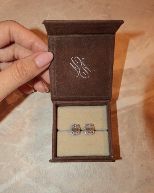 Brinco de Prata Emerald Cut Moissanite 4ct