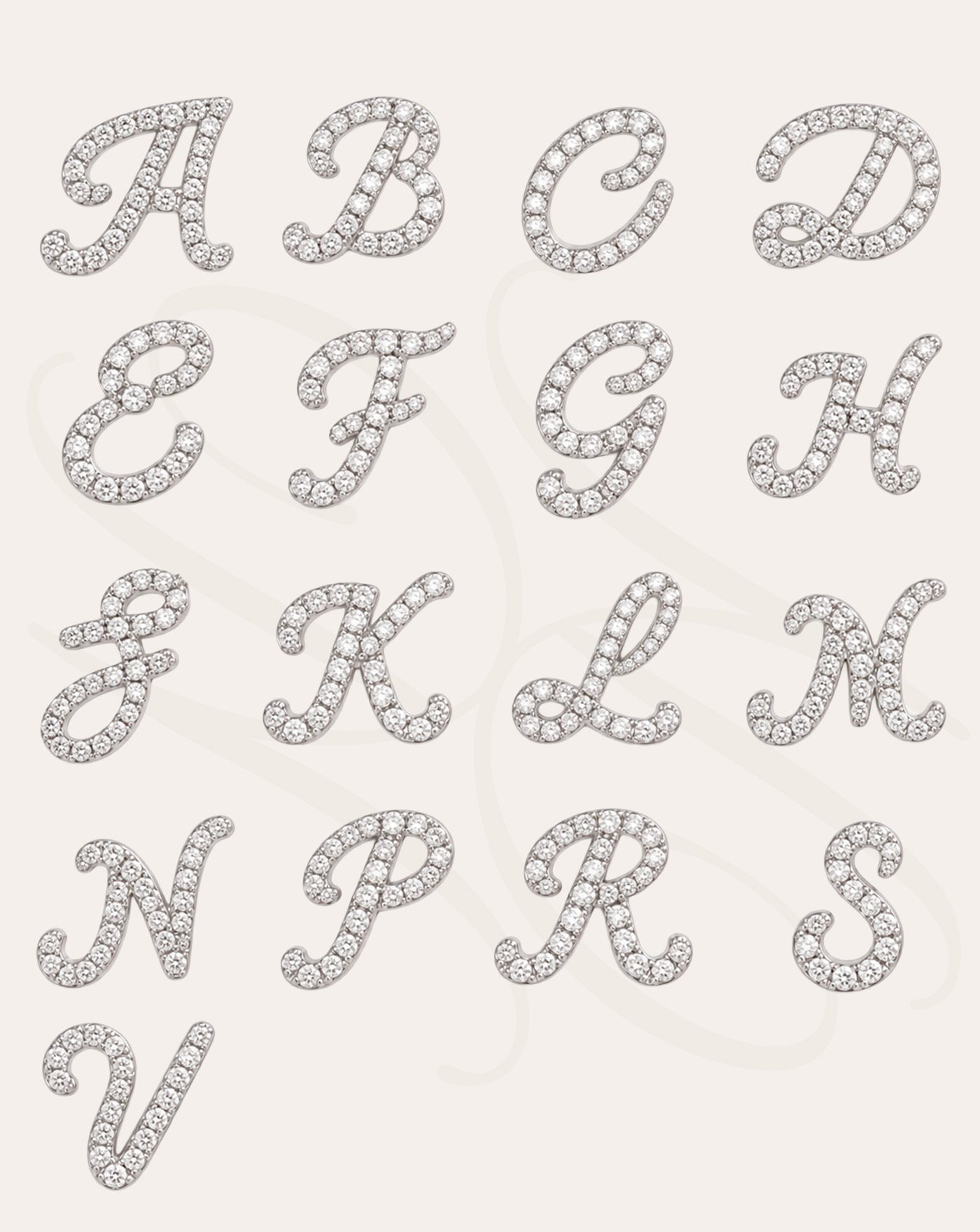 Colar de Prata Letra Inicial Manuscrito Cravejado