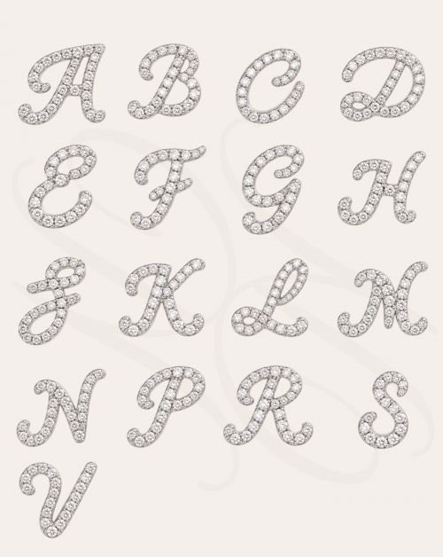 Colar de Prata Letra Inicial Manuscrito Cravejado