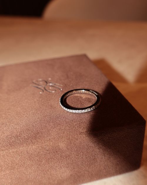 Anel de Prata Aparador Brilhante 2mm Moissanite 0.4ct