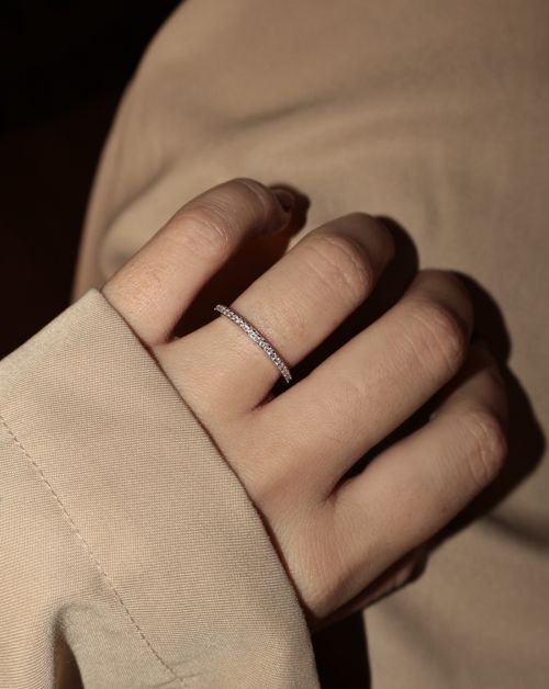 Anel de Prata Aparador Brilhante 2mm Moissanite 0.4ct