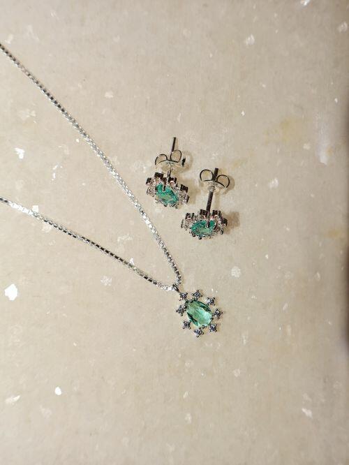 Brinco de Prata Gota Turmalina com Zircônias
