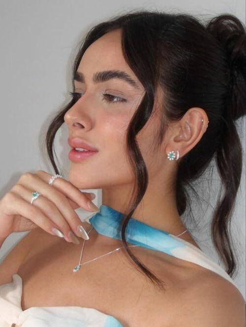 Brinco de Prata Gota Turmalina com Zircônias