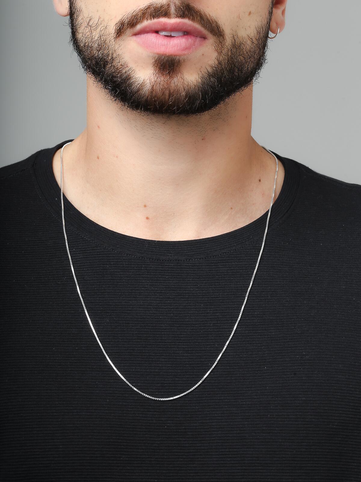 Corrente Veneziana Masculina de Prata v22