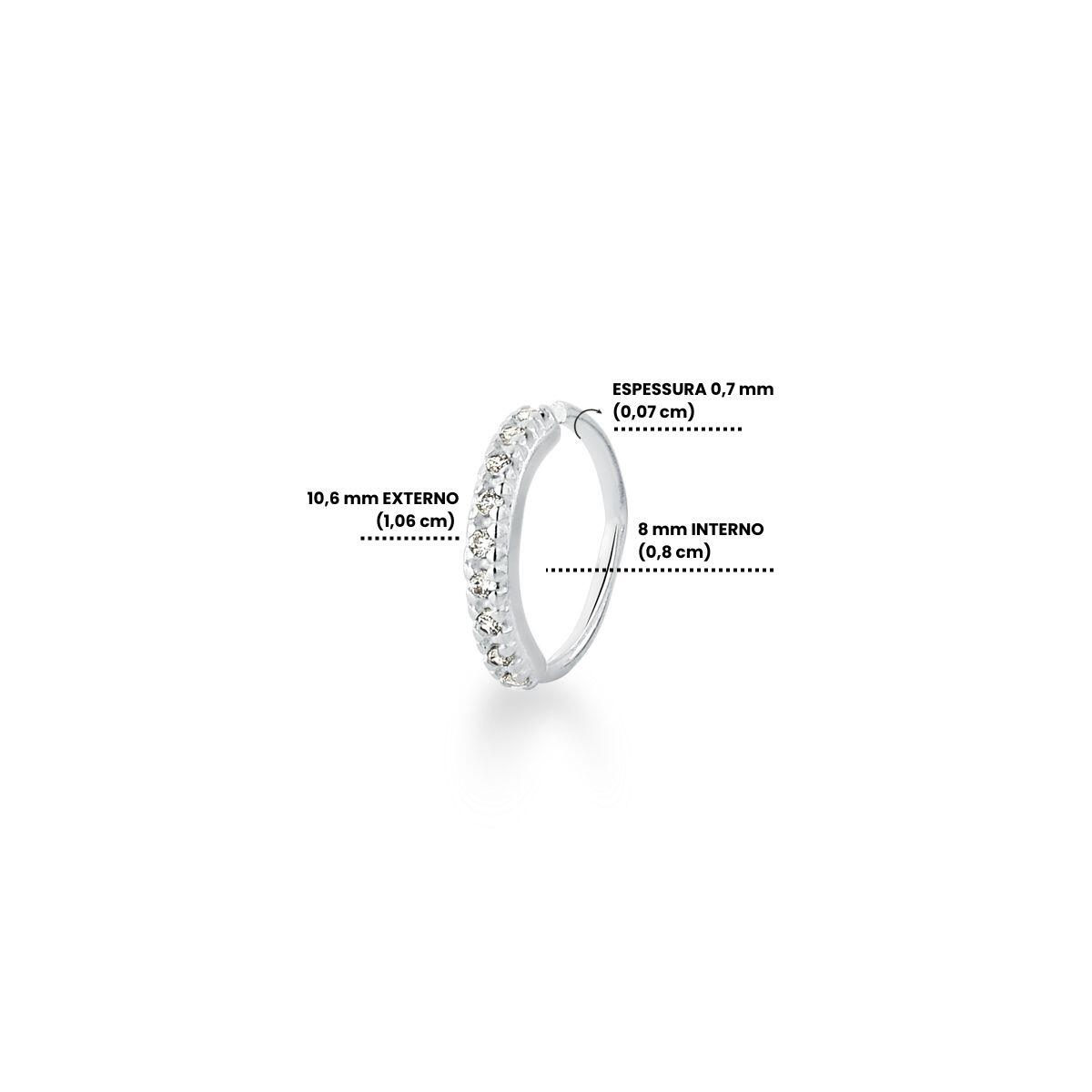 Piercing de Prata Hélix Cravejado 8mm Torção