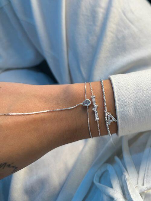 Pulseira de Prata Letra Inicial