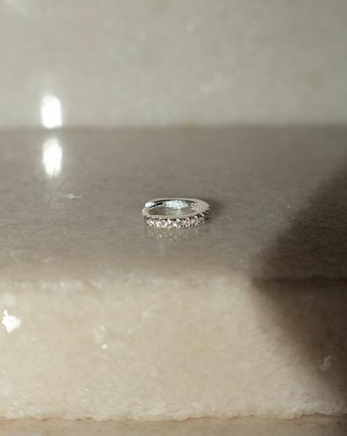 Piercing de Prata Hélix Cravejado 9mm Fino Click